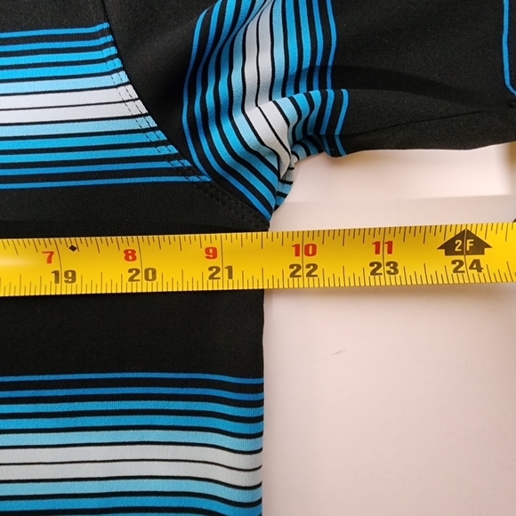 Nike Golf Tour Performance Dri-Fit Polo Shirt Men’s Med Black & Blue Striped - Picture 7 of 8